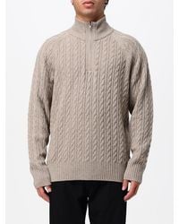 BOSS - Wool And Cashmere High Neck Jumper With Half-Zip Closure - Lyst