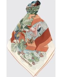 Ferragamo - Graphic Print Square Pure Silk Foulard - Lyst