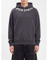 Palm Angels - Relaxed Fit Cotton Hoodie With Kangaroo Pocket And Contrast Logo - Lyst