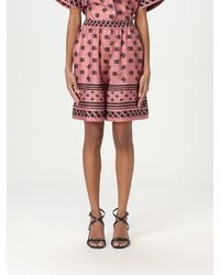 Dolce & Gabbana - Silk Shorts With Logo Print - Lyst