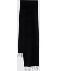 Max Mara - Zweifarbiger Schal Aus Reiner Wolle Von Mit Gesticktem Monogramm Und Fransen - Lyst