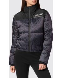 Philipp Plein - Animal Print Nylon Short Puffer Jacket With High Collar - Lyst