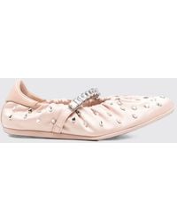 Jimmy Choo - Jade Crystal-Embellished Satin Mary Jane Ballet Flats - Lyst