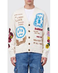 Barrow - Wool-Blend Cardigan With V-Neck And Graphic Print - Lyst