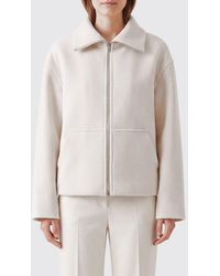 Semicouture - Virgin Wool Short Coat With High Collar And Kangaroo Pocket - Lyst