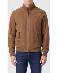 Baracuta - Suede Bomber Jacket With High Collar And Zip Closure - Lyst