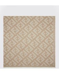 Fendi - Wool And Silk Scarf With Monogram Motif - Lyst