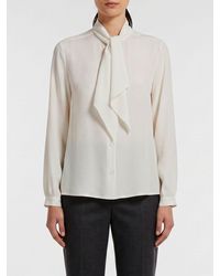 Max Mara - Pure Silk Shirt With Pussy-Bow Collar And Long Sleeves - Lyst