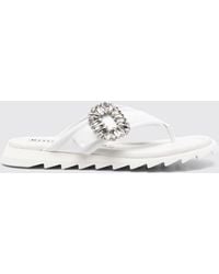 Roger Vivier - Slidy Viv' Nappa Leather Flip-Flop Sandals With Jewelled Buckle - Lyst