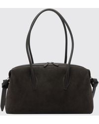 Yuzefi - Brioche Suede Calfskin Leather Shoulder Bag With Double Handle - Lyst