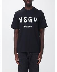 MSGM - Printed Logo Cotton Crew Neck T-Shirt - Lyst