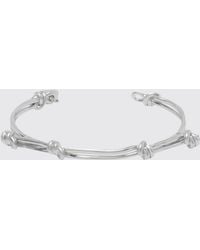 MM6 by Maison Margiela - Knot Detail Chrome-Plated Brass Bangle Bracelet - Lyst