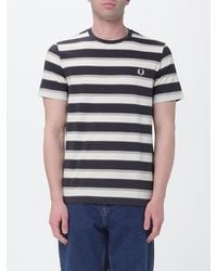 Fred Perry - Striped Cotton T-Shirt With Logo - Lyst