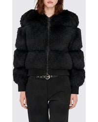 Patrizia Pepe - Faux Fur Bomber Jacket With High Collar And Zip Closure - Lyst