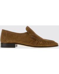 The Row - Two Ruched Suede Calfskin Loafers With Round Toe - Lyst