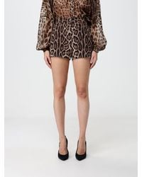 Dolce & Gabbana - Dolce &Amp Gabbana High-Waisted Animalier-Print Cotton Shorts - Lyst