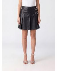 Pinko - Faux Leather A-Line Mini Skirt With Decorative Waist Buckle - Lyst