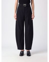 Pinko - New Lexy High-Waisted Baggy Trousers With Logo Belt - Lyst