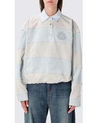 Acne Studios - Striped Organic Cotton Relaxed Fit Polo Sweatshirt - Lyst