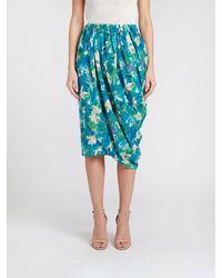 Chloé - Chlo&Eacute Floral Print Asymmetric Draped Midi Skirt - Lyst