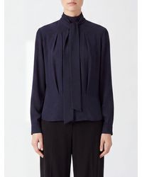 N°21 - Elegante Bluse Aus Seidenmischung Mit Schluppenkragen Und Langen Ärmeln - Lyst