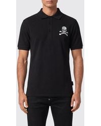 Philipp Plein - Skull Print Short-Sleeved Cotton Polo Shirt With French Collar - Lyst