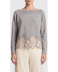 Ermanno Scervino - Pure Cashmere Crewneck Sweater With Embroidered Lace Inserts - Lyst