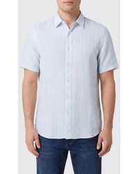 120% Lino - Striped Short-Sleeve Linen Slim Fit Shirt - Lyst