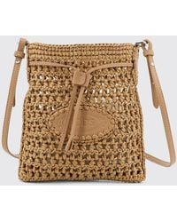 Tod's - Mini Crochet Raffia Bucket Bag With Leather Details - Lyst