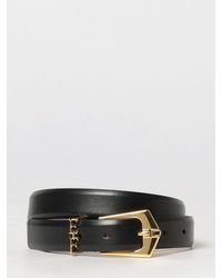 Elisabetta Franchi - Adjustable Leather Belt With Metallic Logo Buckle - Lyst