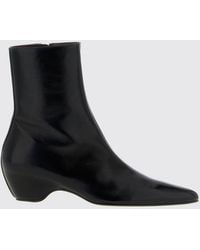 KHAITE - Sybil Smooth Calfskin Ankle Boot With Almond Toe And Mid Heel - Lyst