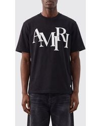 Amiri - Crewneck Cotton T-Shirt With Chest Logo Print - Lyst