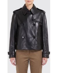 Burberry - Myfair Cropped Double-Breasted Lambskin Leather Trench Coat - Lyst