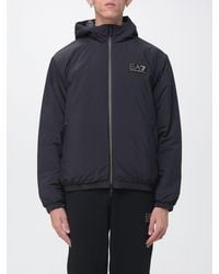 EA7 - Technical Fabric Windbreaker Jacket With Hood And Contrast Logo - Lyst