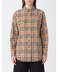 Burberry - Vintage Check Stretch Cotton Shirt With Button-Down Collar - Lyst