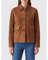 Arma - Cropped Suede Shirt Jacket With Flap Pockets And Classic Collar - Lyst