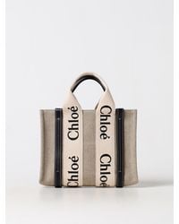 Chloé - Chlo&Eacute Woody Tasche Aus Canvas Und Leder - Lyst