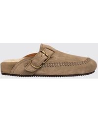 Buttero - Low-Heeled Suede And Shearling Mules With An Adjustable Strap - Lyst