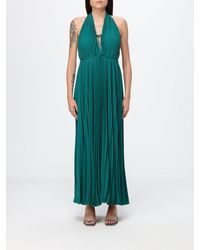 Raquel Diniz - Raissa Pleated Crêpe Halterneck Long Gown - Lyst