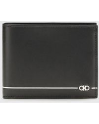 Ferragamo - Smooth Calfskin Bifold Wallet With Gancini Logo - Lyst