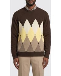 Ballantyne - Argyle Cotton And Cashmere Blend Crew Neck Sweater With Slim Fit - Lyst