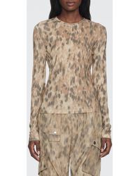 Ganni - Animalier Recycled Polyester Top - Lyst