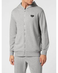 Philipp Plein - Cotton Zip-Up Hoodie With Slit Pockets - Lyst