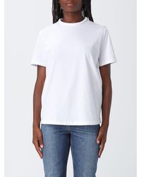 Elisabetta Franchi - Cotton T-Shirt With Metallic Logo And Back Closure - Lyst