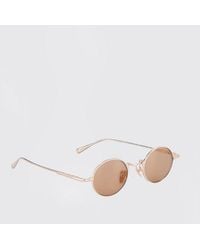 Chloé - Chlo&Eacute Sunglasses With Round Metal Frame And Amber-Coloured Lenses - Lyst