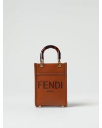 Fendi - Sunshine Leather Bag With Printed Logo - Lyst