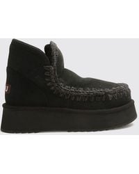Mou - Mini Eskimo Platform Suede Boots With Crochet Stitching - Lyst