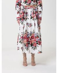 Dolce & Gabbana - Dolce &Amp Gabbana Printed Poplin Midi Skirt - Lyst