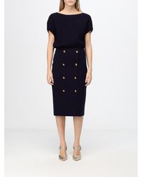 Elisabetta Franchi - Slim Fit Viscose Knit Wrap-Style Mini Dress - Lyst