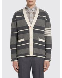 Thom Browne - Gestreifter Baumwollcardigan - Lyst